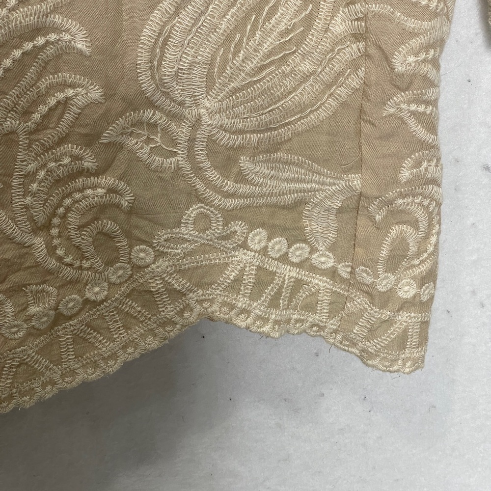 Anthropologie Solitaire Embroidered Blouse Handmade By Artisans Boho Scalloped - Picture 4 of 10